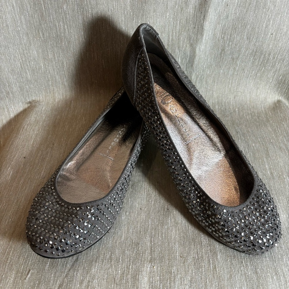 JEFFREY CAMPBELL Sz 39 Sparkle Studded Slip On Ballet Flats Shoes